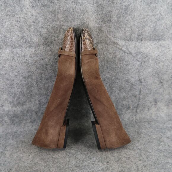 Stuart Weitzman Shoes Womens 6.5 Loafer Flats Slip On Cap Toe Suede Snake Career - Picture 12 of 16